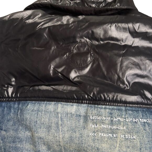 MONCLER Genius 7 Moncler Fragment Navy Shady Down Denim Jacket Authentic Size XL - Picture 6 of 16